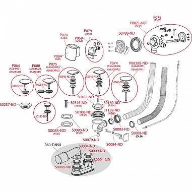 Сифон для ванны с напуском воды через перелив для ванн с толстыми стенками, арт.A565CRM2-80