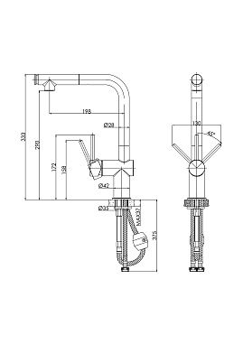 Смеситель Cersanit для кухни FLAVIS однорычажный с выдвижным изливом два режима, черный