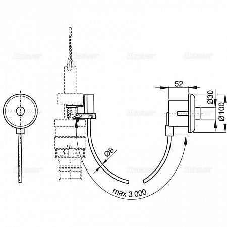 Кнопка пневматического смыва на расстоянии – ручное управление, белая, монтаж: в стену, арт. MPO10