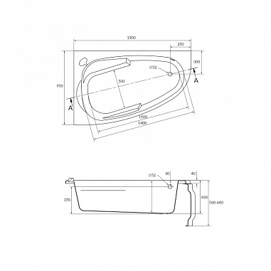 Ванна Cersanit асимметричная JOANNA 150x95 правая