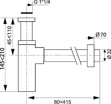 Сифон WIRQUIN CAREIS 1¼ x 32 мм без выпуска, отвод с декор розеткой, латунь в хроме