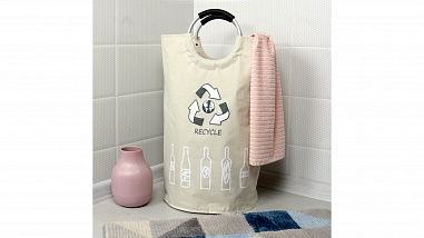 Fixsen FX-1012 Корзина для белья с алюминиевыми ручками бежевая