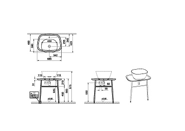 Столешница Vitra Plural 70 пристенная, низкая, белый матовый