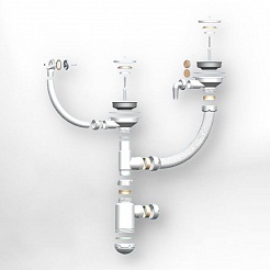 Сифон двойной Granula GRAND 3 1/2 с круглым переливом и винтом и отводом металл (341-11-24)