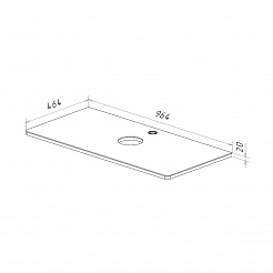 Столешница Lemark MIANO 100 см под 1 раковину из стекла, цвет: Белый