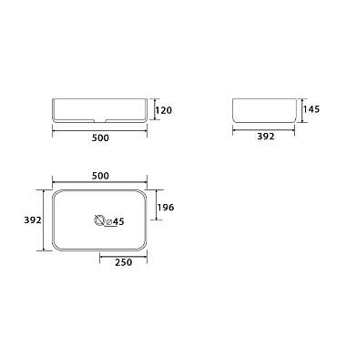 Умывальник накладной, прямоугольный, Point Меркурий 50BM, чёрный матовый PN43832BM