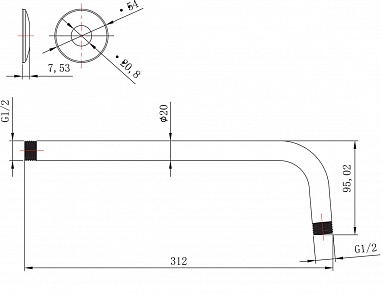Держатель настенный Lemark LM8029C для лейки верхнего душа 312 мм, хром