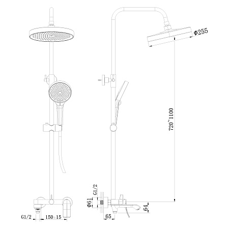 Душевая система HAIBA HB24553-7 черный