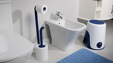 Fixsen WENDY 7073-89 Корзина для белья 2 в1 термопластик, цвет: белый,синий