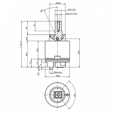 Картридж SEDAL с керамическими пластинами д.40мм, удлиненный, блистер