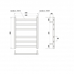 Полотенцесушитель водяной Point Меркурий PN83156B П6 500x600, черный
