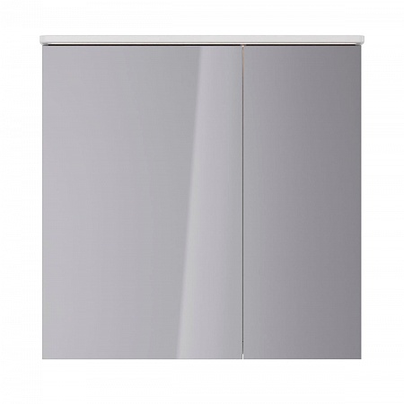 Шкаф зеркальный Lemark ZENON 80х80см 2-х дв, с козырьком-подсветкой, с розеткой, Белый глянец