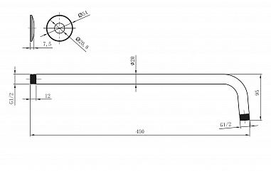 Держатель настенный Lemark LM8030C для лейки верхнего душа 450 мм, хром