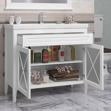 Тумба OPADIRIS Палермо 100, белый матовый (под раковину CeraStyle FRAME 100)