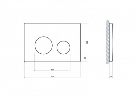 Кнопка Cersanit TWINS для LINK PRO/VECTOR/LINK/HI-TEC пластик хром глянцевый