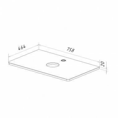 Столешница Lemark OLIVIA 80см под 1 раковину из стекла, цвет: Белый