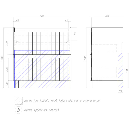 Тумба под раковину VIGO Finlay 800-0-2 (Como)
