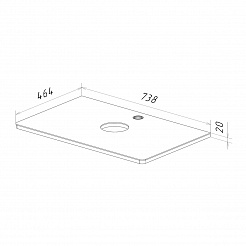 Столешница Lemark MIANO 80 см под 1 раковину из стекла, цвет: Белый