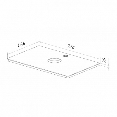 Столешница Lemark MIANO 80 см под 1 раковину из стекла, цвет: Белый