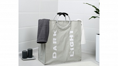 Fixsen FX-1021 Корзина для белья с алюминиевыми ручками серая