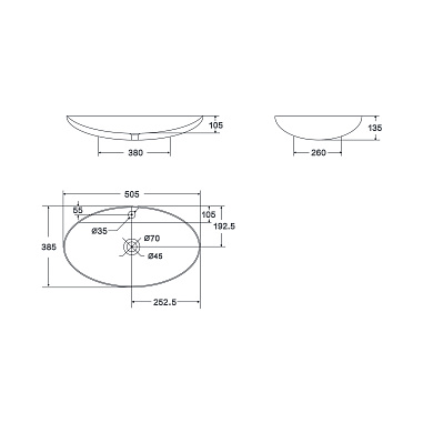 Умывальник накладной, овальный, белый матовый, Point Виктория 51, PN43066WM