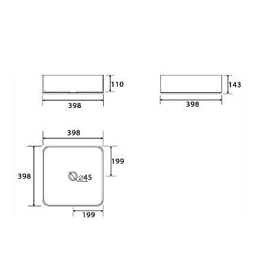 Умывальник накладной, квадратный Point Меркурий 40, PN43831