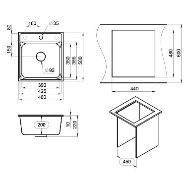 Мойка кухонная Point Мисти 46 белый