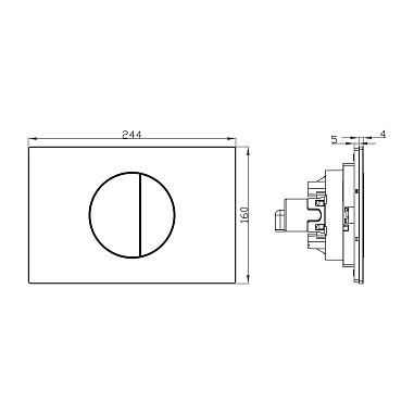 Клавиша смыва для пневматической инсталляции Point Венера, черный/хром, PN44073BC