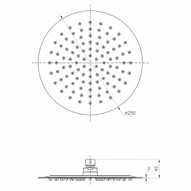 Лейка душевая Lemark LM9481BL верхняя, круглая, Ø250мм, нерж.cталь/черный