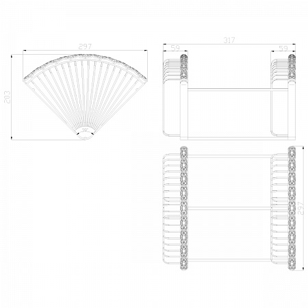 "Аксессуары" Jasmine полка угловая 2-х ярусная, 240х240х365 мм, черная бронза