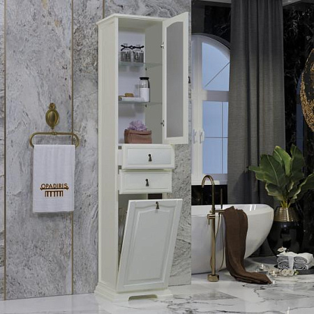 Пенал OPADIRIS Риспекто 40, слоновая кость, с бельевой корзиной, правый, вар. 2