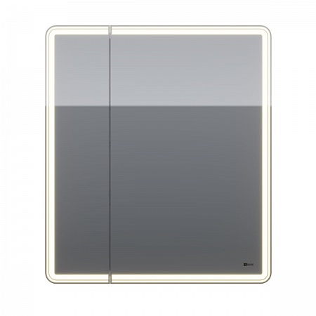 Шкаф зеркальный Lemark ELEMENT 70х80см 2-х дверный, с подсветкой, с розеткой, Белый глянец