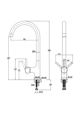 Смеситель Cersanit для кухни ELIO однорычажный, никель