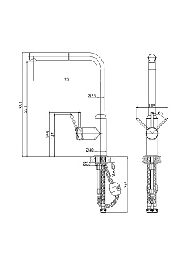 Смеситель Cersanit для кухни FLAVIS однорычажный с выдвижным изливом, никель