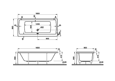 Ванна VITRA Neon 52540001000 180x80