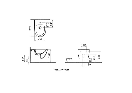 Биде VITRA Sento 4338B003-1046 подвесное