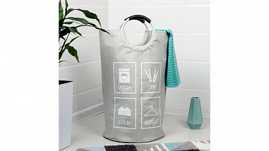 Fixsen FX-1011 Корзина для белья с алюминиевыми ручками серая