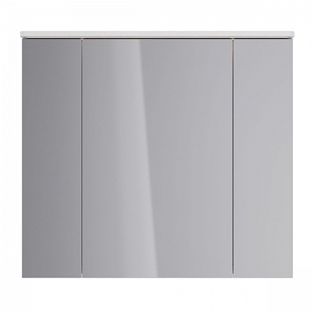 Шкаф зеркальный Lemark ZENON 90х80см 3-х дв, с козырьком-подсветкой, с розеткой, Белый глянец