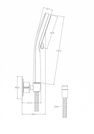 Душевой гарнитур Cersanit FERRO (держатель лейки) 3 режима шланг 150 металл круг