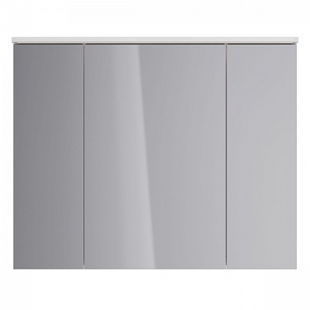 Шкаф зеркальный Lemark ZENON 100х80см 3-х дв, с козырьком-подсветкой, с розеткой, Белый глянец