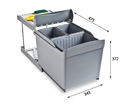Система сортировки мусора Alveus ALBIO 30 1X16 L + 2x7,5 L, пластик