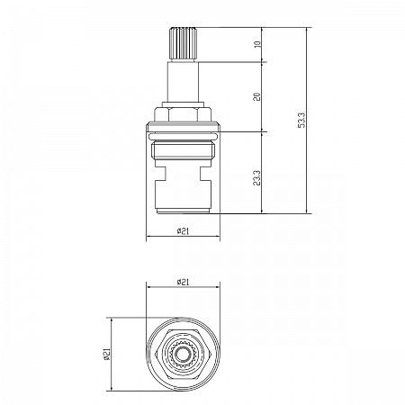 Кран-букса LM8096R-BL  М18 х1.5 (20 шлицов) с керам. прокладками, поворот 90°, горячая. блистер