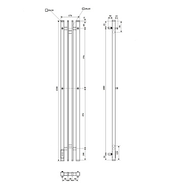 Полотенцесушитель электрический Point Фрея PN20722GB П2 140x1200 диммер слева, графит блеск