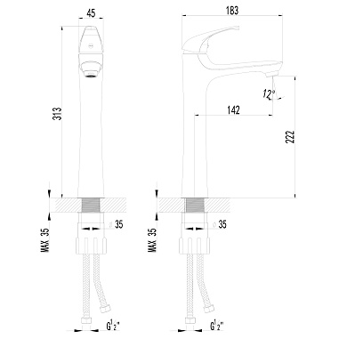 Смеситель AWP Agura S0709C для раковины монолитный высокий, хром