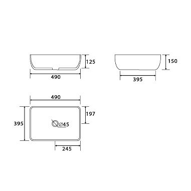 Умывальник накладной, прямоугольный Point Афина 50, PN43041