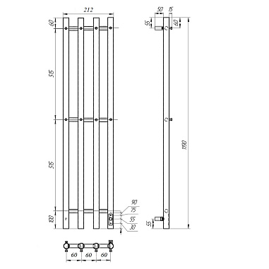 Полотенцесушитель электрический Point Деметра PN12832W П3 180x1200 диммер справа, белый