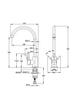 Смеситель Cersanit для кухни COMO однорычажный, черный