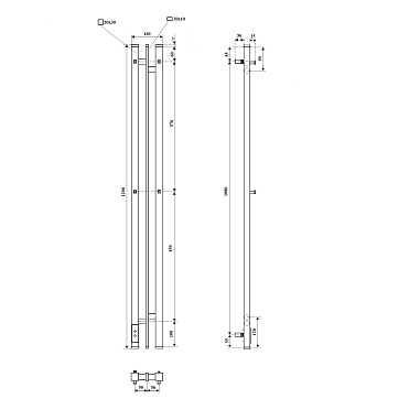 Полотенцесушитель электрический Point Фрея PN20712GB П2 100x1200 диммер слева, графит блеск