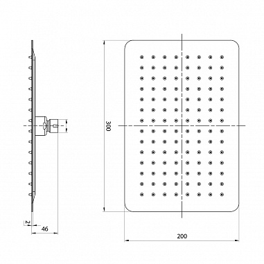 Лейка душевая Lemark LM9490GM верхняя, прямоугольная, 300х200мм, нерж.сталь/графит