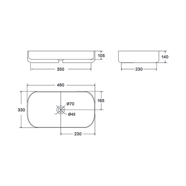 Умывальник накладной, прямоугольный Point Венера 46, PN43073WB
